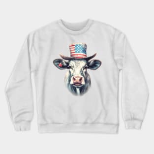 4th of July Cow Portrait Crewneck Sweatshirt